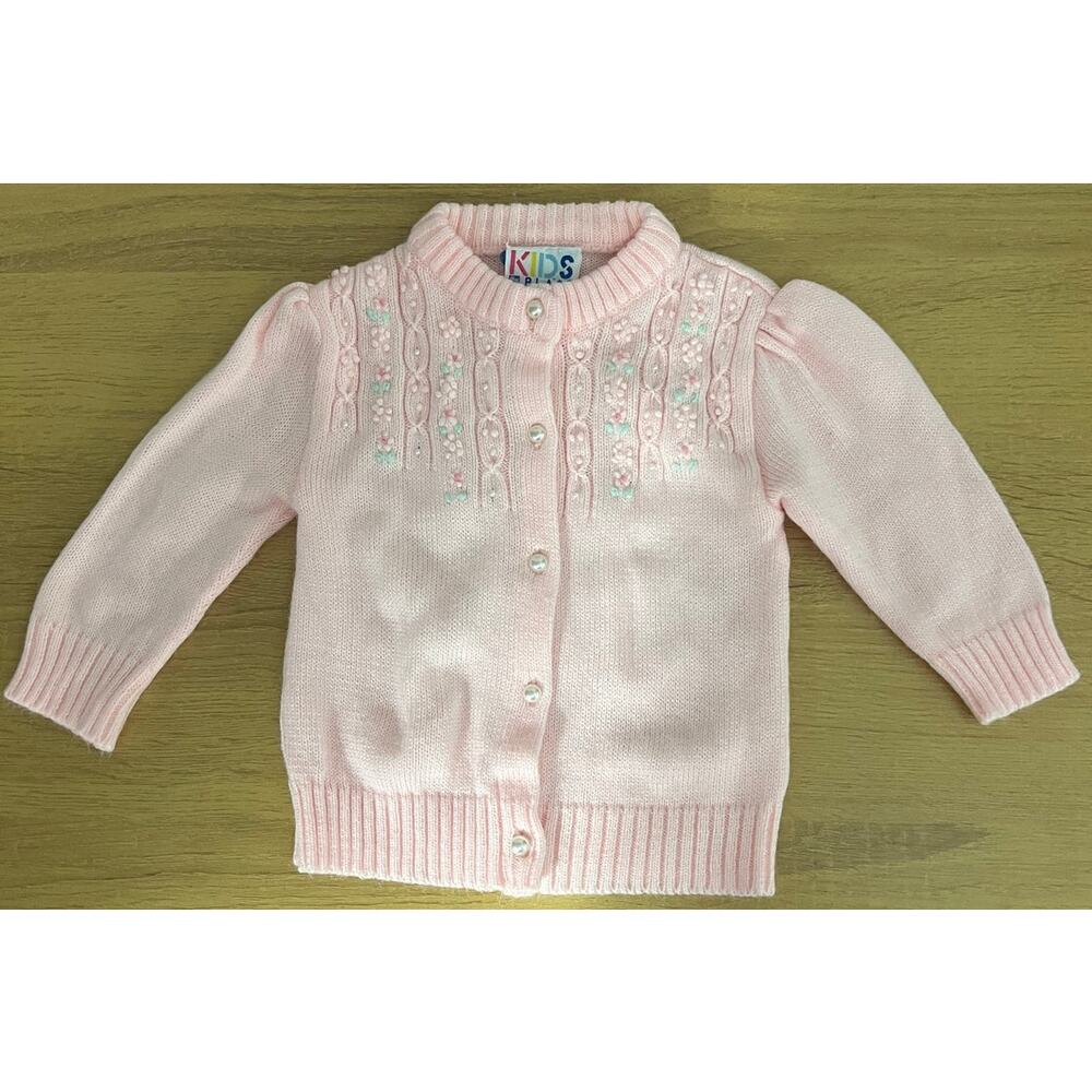 Vintage Elder Beerman Kids Place Girls Cardigan Sweater Pink Size 12M